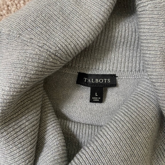 Talbots Merino Wool Turtleneck Sweater, Silver, Size M - Picture 4 of 6